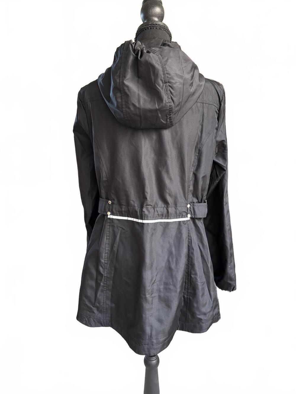 Jones New York Black Hooded Lightweight WIndbreaker Jacket Small - Picture 2 of 3